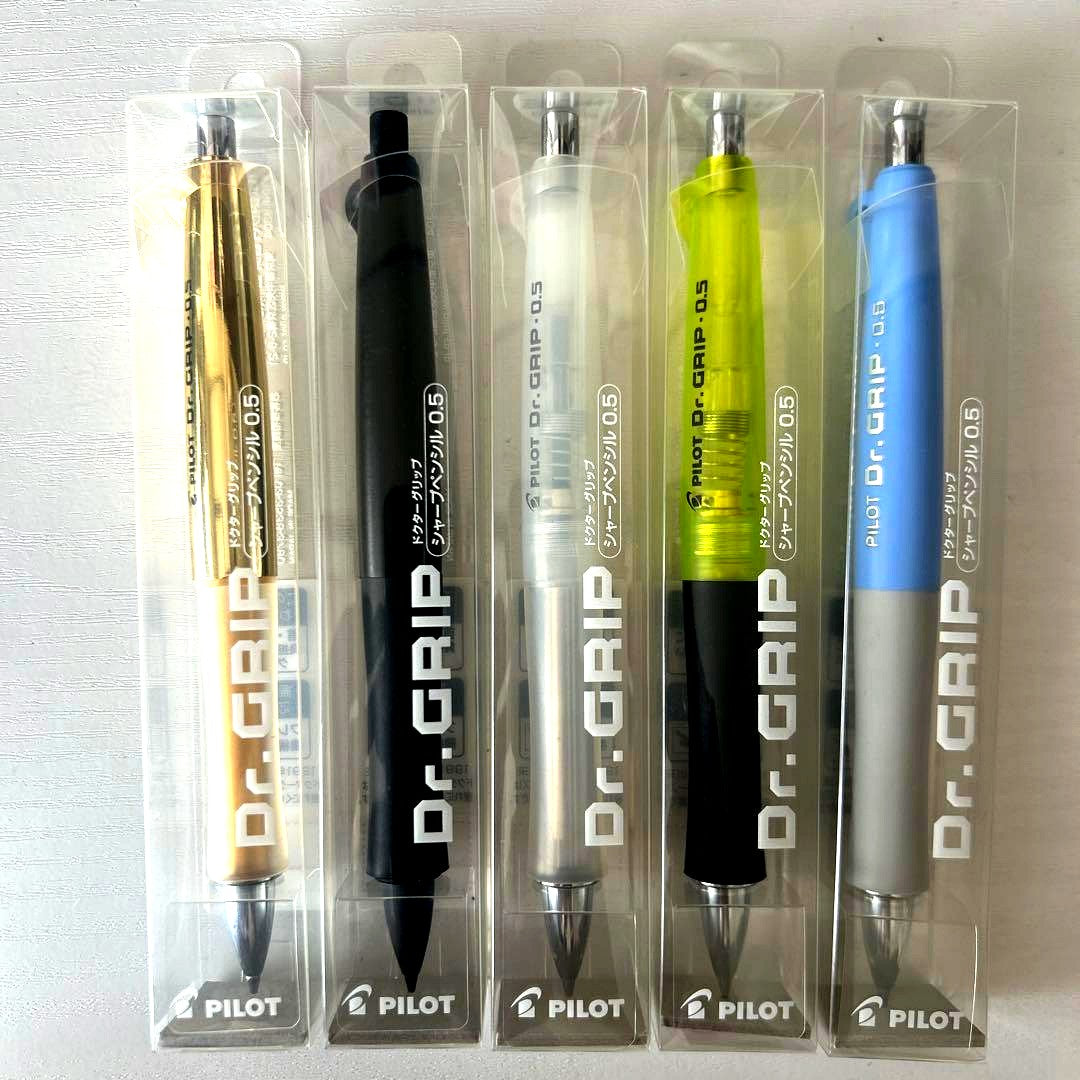 PILOT Dr.GRIP 30th Anniversary Dr.Grip Pen Spin 5-piece set with ergonomic grip and spinning top
