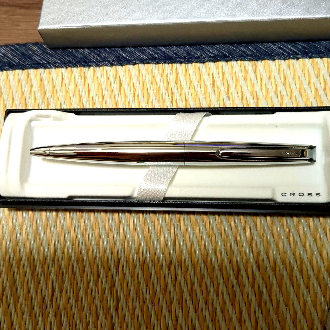 Cross Ballpoint Pen ATX in silver with dedicated case on white background