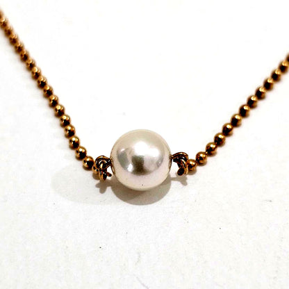 1794 Mikimoto pearl necklace with 38cm yellow gold chain and 7mm pearls vintage 1990s-2000s