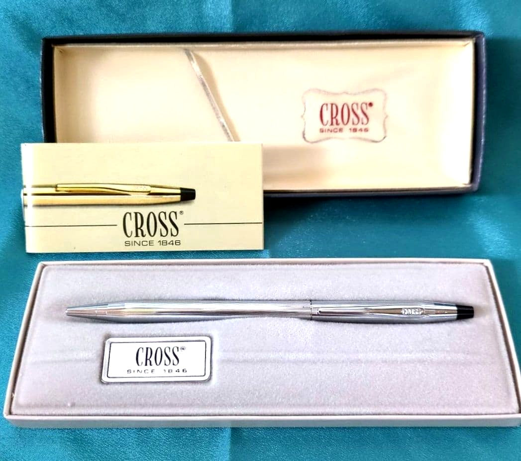Cross Classic Century Chrome ballpoint pen model #3502 with black ink and chrome-plated body 139mm long