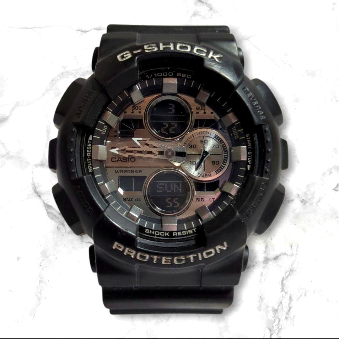 Casio G-Shock GA-140GM black watch showing front dial with durable resin strap