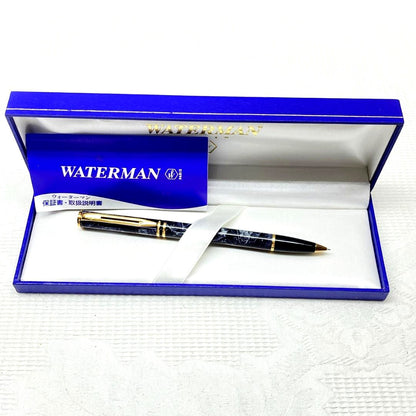 Waterman mechanical pencil in gray marble pattern with gold accents and 0.5 mm lead