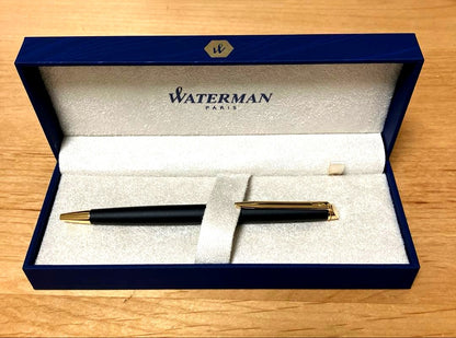 Waterman Metropolitan Essential black ballpoint pen shown in close-up on white background