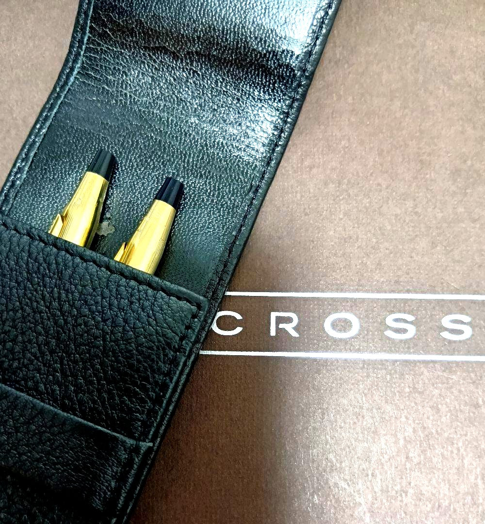 CrosS Classic Century 10k gold filled twist ballpoint pen and mechanical pencil with leather case