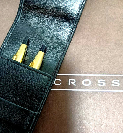 CrosS Classic Century 10k gold filled twist ballpoint pen and mechanical pencil with leather case