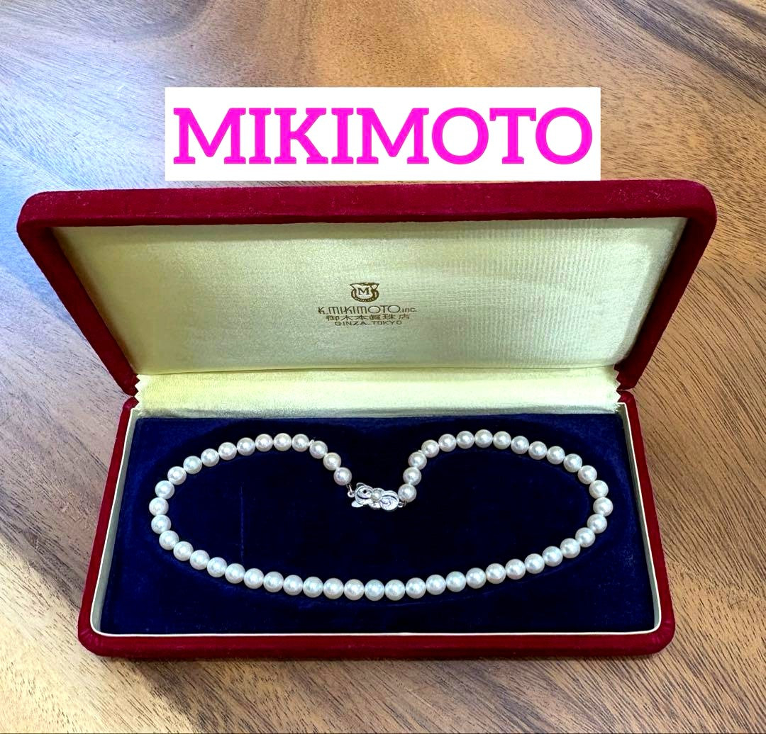 Mikimoto pearl necklace in white gold K14WG with 6.5mm round pearls, 37.5 cm length