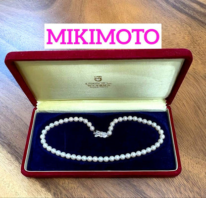 Mikimoto pearl necklace in white gold K14WG with 6.5mm round pearls, 37.5 cm length