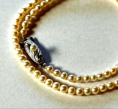 Tasaki Baby Pearl Necklace with small 3mm pearls on a 38cm strand and silver clasp