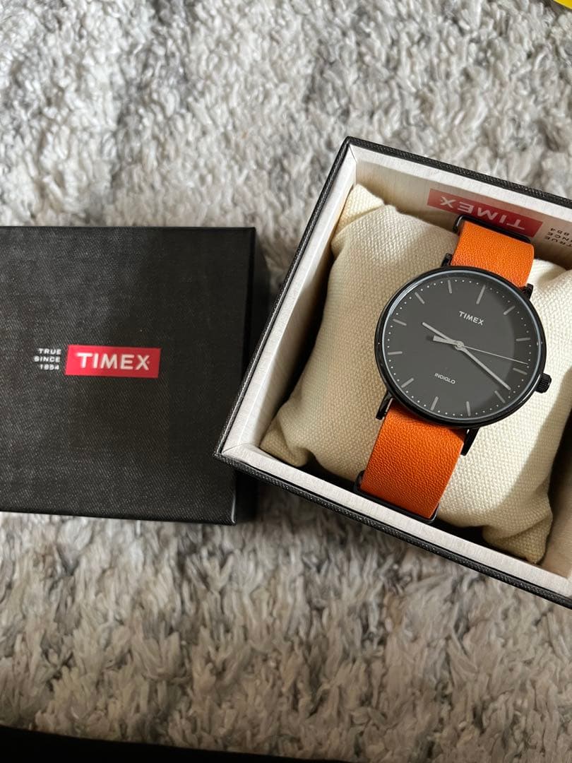 TIMEX Orange Leather Men's Watch — Japanese