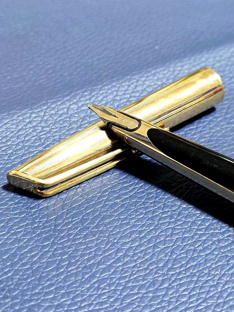 Close-up of Waterman Fountain Pen with 18K gold nib shown in detail