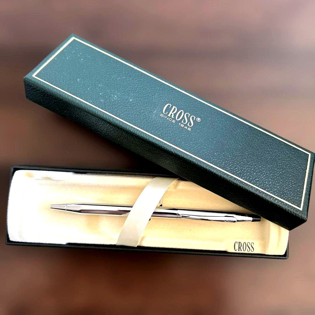 Cross Silver Ballpoint Pen displayed with its custom protective case on a white background