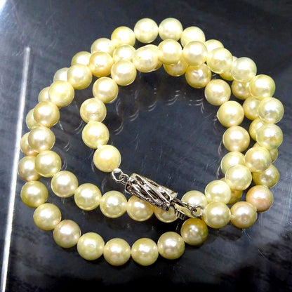 Akoya pearl necklace featuring 6.2mm genuine pearls on a 42cm strand