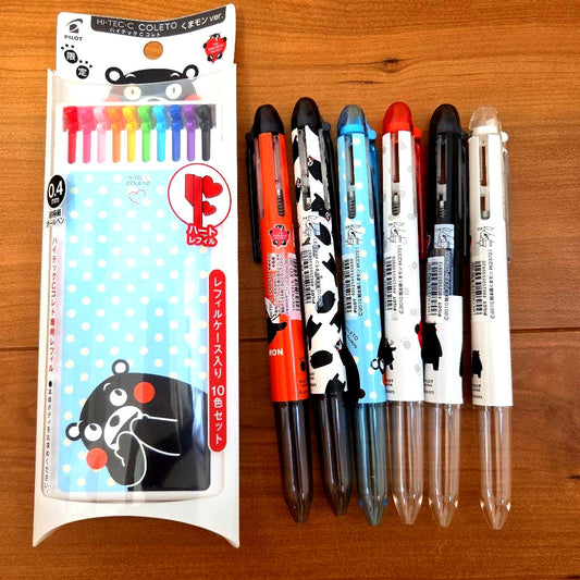 PILOT HI-TEC-C COLETO Kumaemon Ver. multi pen set with 6 bodies and 10 refills in colorful ink options