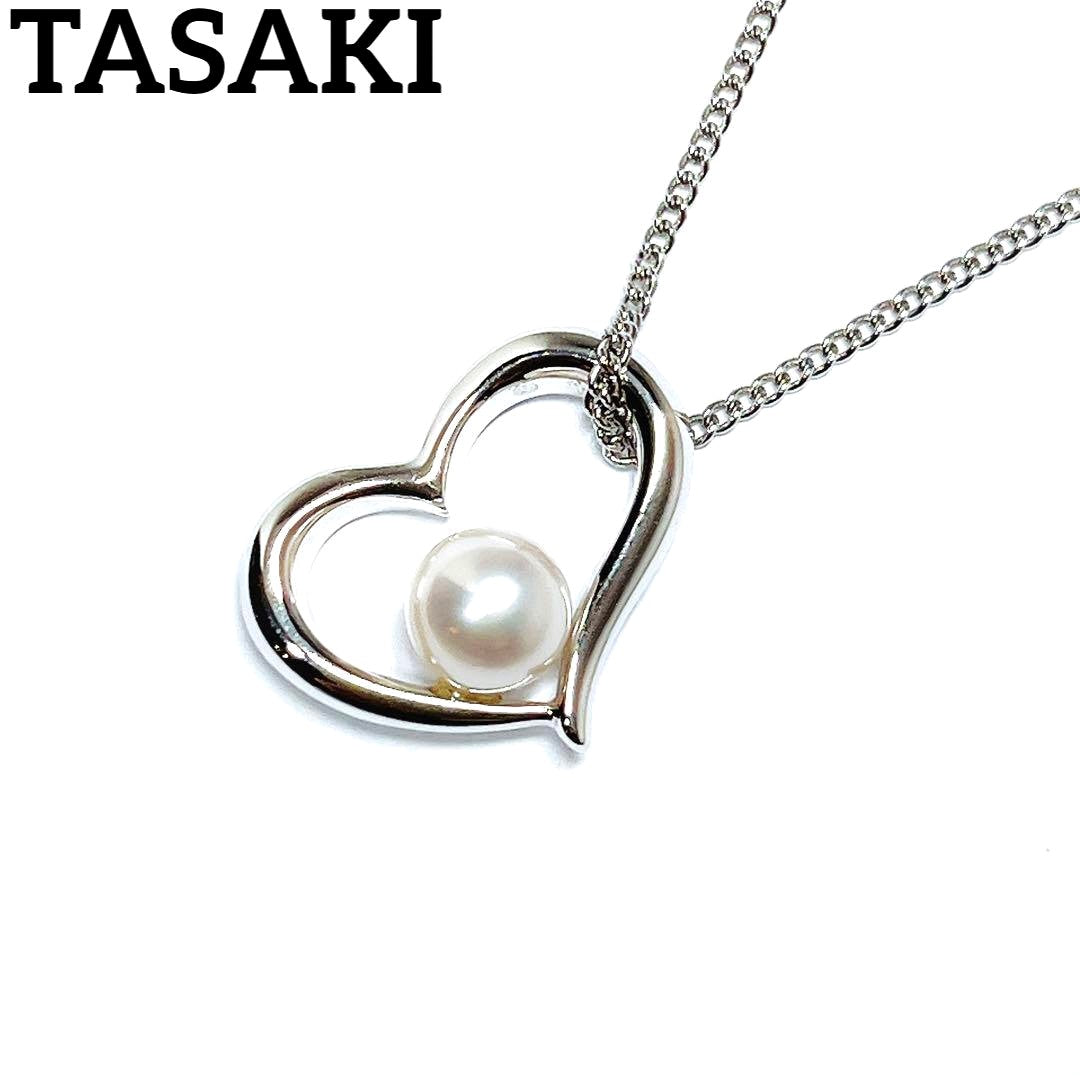 TASAKI Pearl Open Heart Necklace SV925 featuring 5.9 mm pearl and silver chain