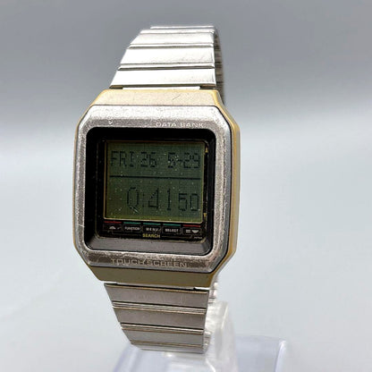 Casio VDB-1000 Data Bank watch with touch screen and replaced battery showing a black square face and futuristic design