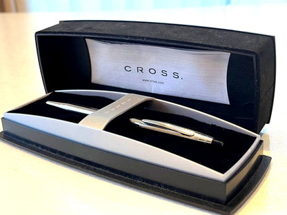 Cross Cross ballpoint pen with black case showing slight dent on case surface