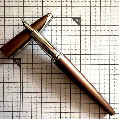 Cross Fountain Pen XF with brown metal body and extra fine nib, capped style, Japan import