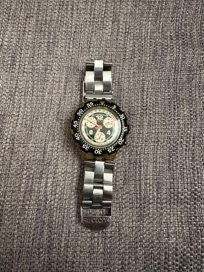 swatch Irony Black Silver Quartz Men's — Japanese