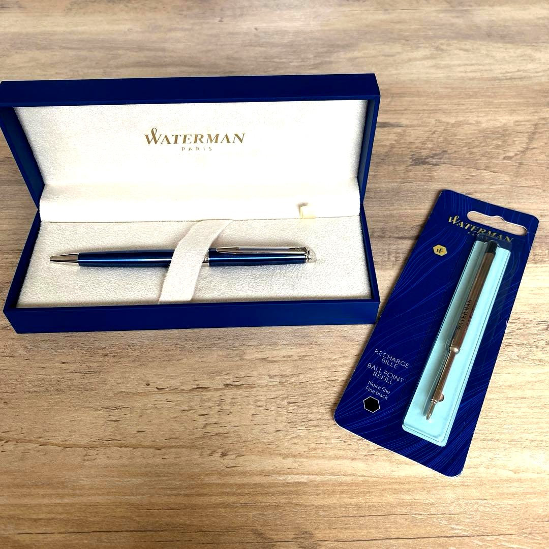 Waterman Metropolitan Essential Metallic Blue CT ballpoint pen with black ink and twist mechanism