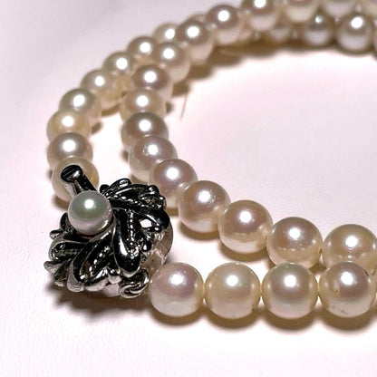Ise Shima high-quality white Akoya pearl necklace with 5.9 to 6.4 mm pearls, 40.8 cm length