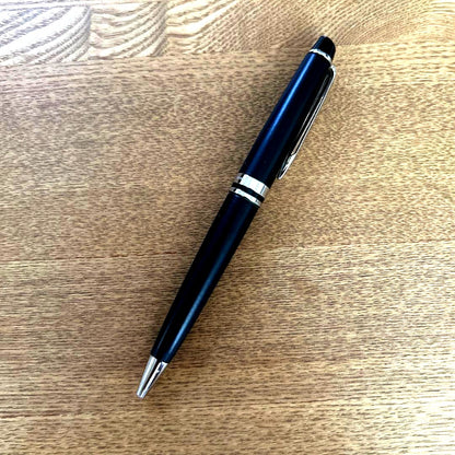 Waterman Black ballpoint pen body with metal clip and ring on black plastic body including refill