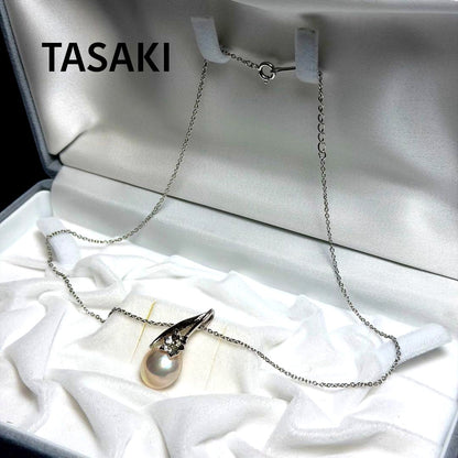 TASAKI Mape Pearl Necklace with 13.6mm real pearl on silver chain, 40cm length