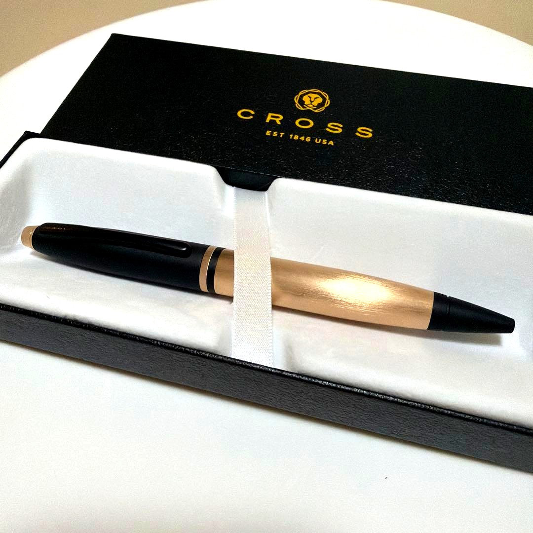 Cross ballpoint pen pink gold and black with dedicated case and white outer box