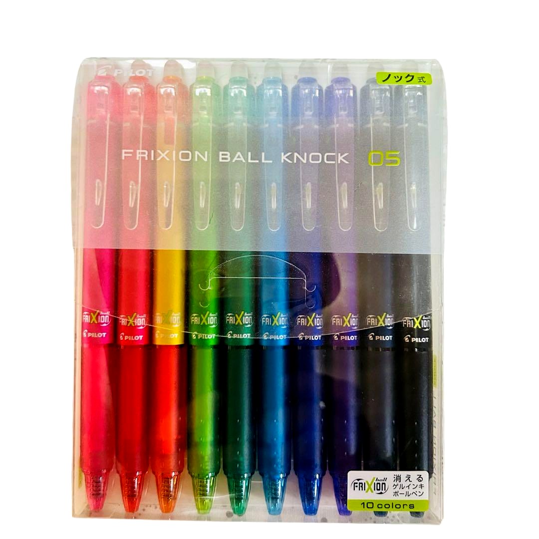 PILOT Frixion Ball Knock 05 erasable ballpoint pens 10-color set with colorful pen bodies and retractable tips