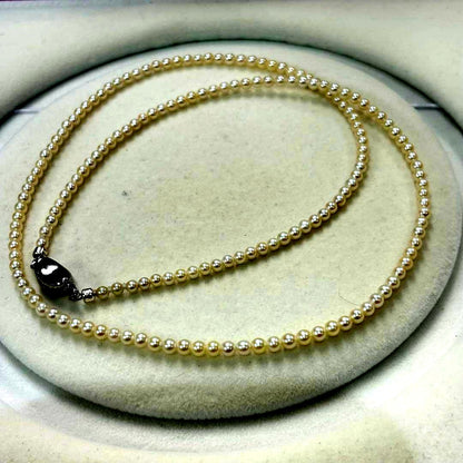 Akoya pearl necklace featuring 3-3.5mm pearls from Ise-Shima Egu Bay, 55cm length with 925 stamp