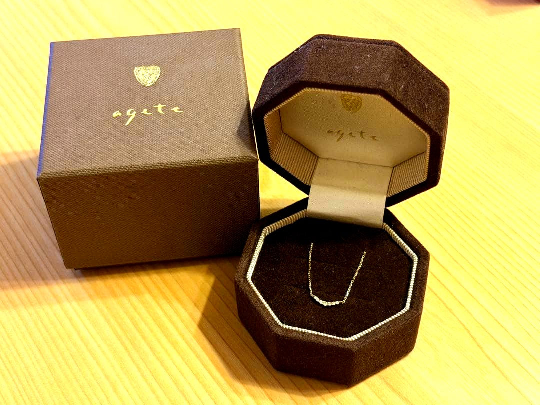 Agatte Necklace K10 by Agete in beautiful condition shown on white background