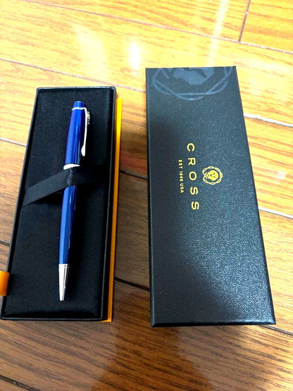 Cross Blue Ballpoint Pen with dedicated box shown on white background