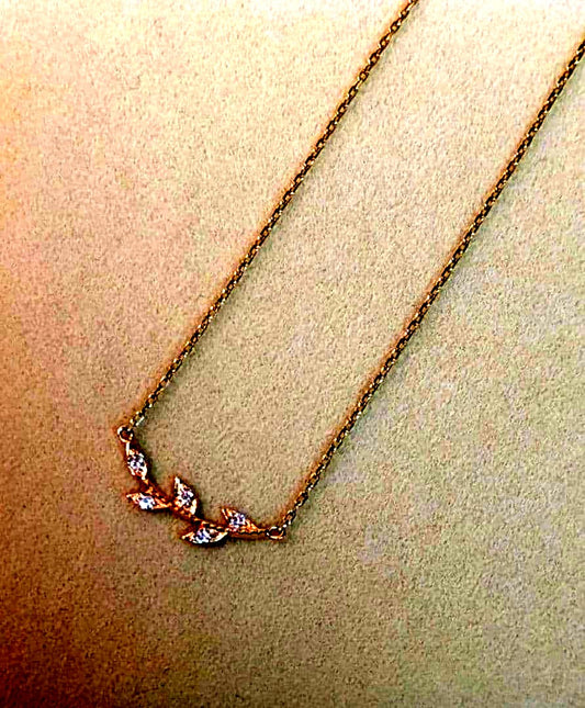 Agete Laurel Leaf Diamond Necklace with 0.03ct diamonds on a 40cm adjustable chain