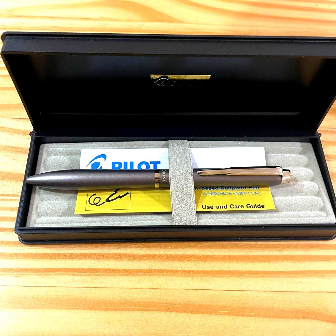 Copper PILOT Acro Drive oil-based ballpoint pen with dedicated case