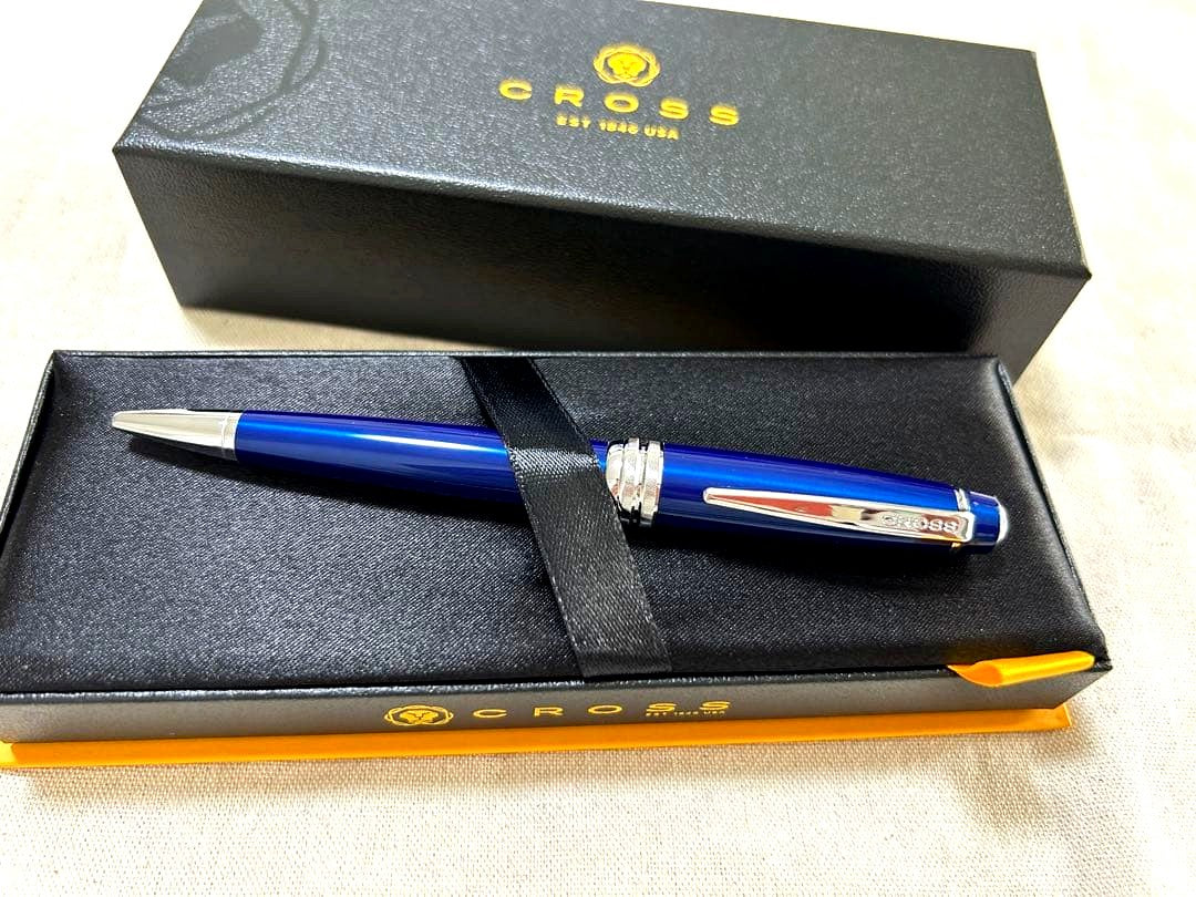 Cross Bailey blue ballpoint pen with twist action shown on white background