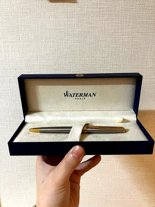 WATERMAN ballpoint pen in silver and gold with dedicated case and warranty certificate