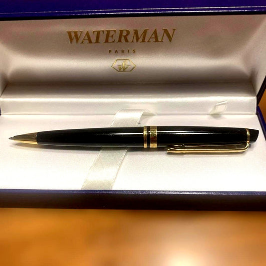 WATERMAN Expert Essential ballpoint pen in black and gold with twist mechanism and dedicated case