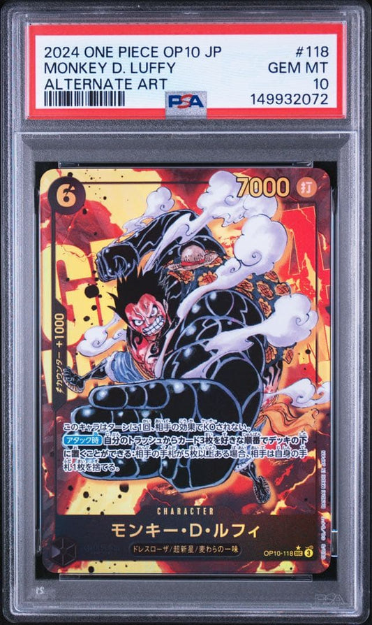 PSA 10 One Piece Monkey D. Luffy SEC — OP10-118 — Japanese