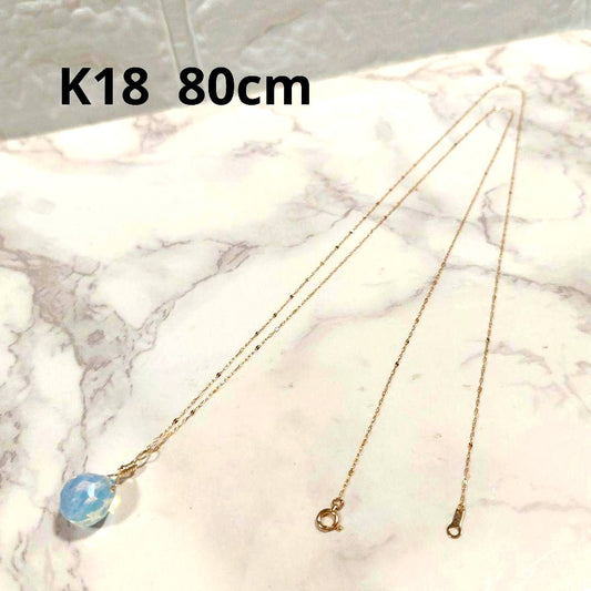 18K gold necklace 80cm long with a 1.5cm x 1.3cm K14gf pendant top