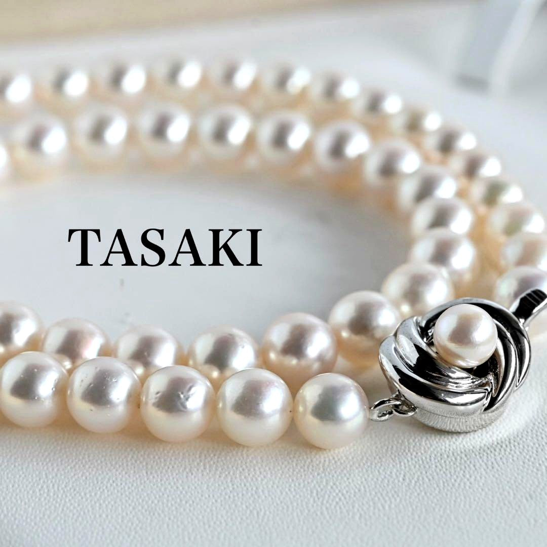 Aurora Pink Tassel Akoya Pearl Necklace with 7.5mm round pearls and silver clasp, 42cm length