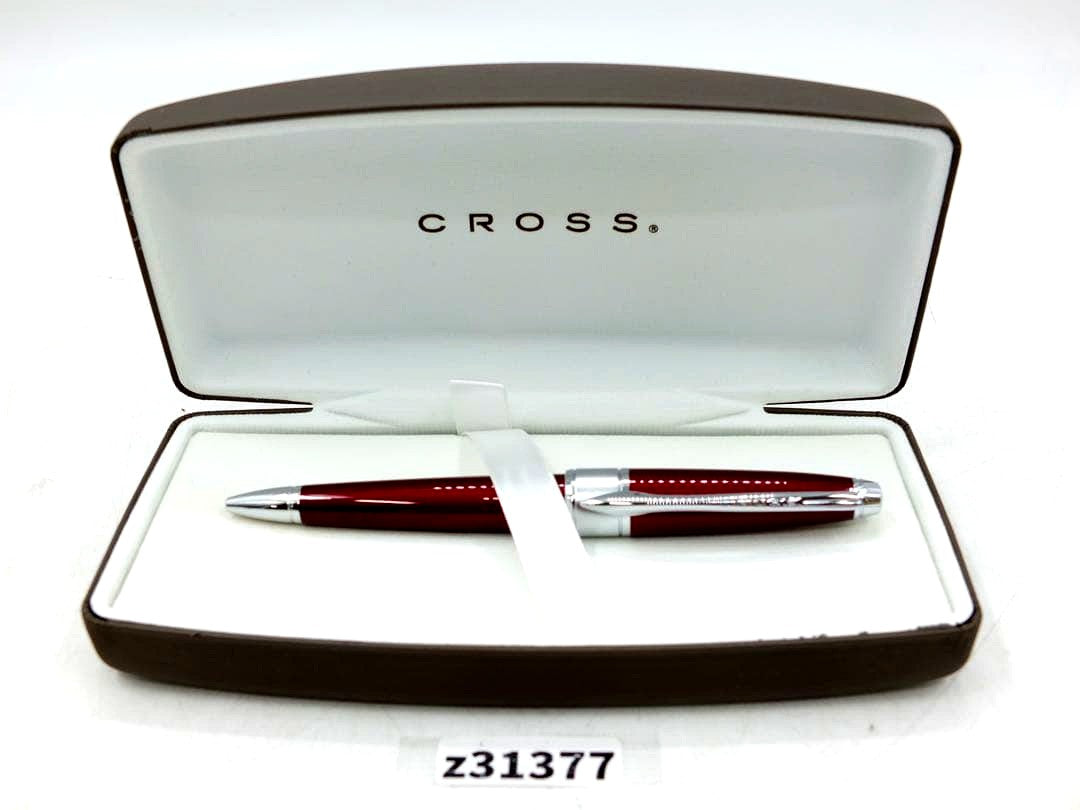 CROSS Apogee Twist Style Titanium Red Lacquer ballpoint pen in Duck Red color with case