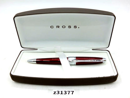 CROSS Apogee Twist Style Titanium Red Lacquer ballpoint pen in Duck Red color with case