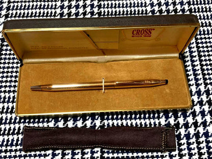 CROSS ballpoint pen with 14K gold overlay black ink and rare old logo made in USA