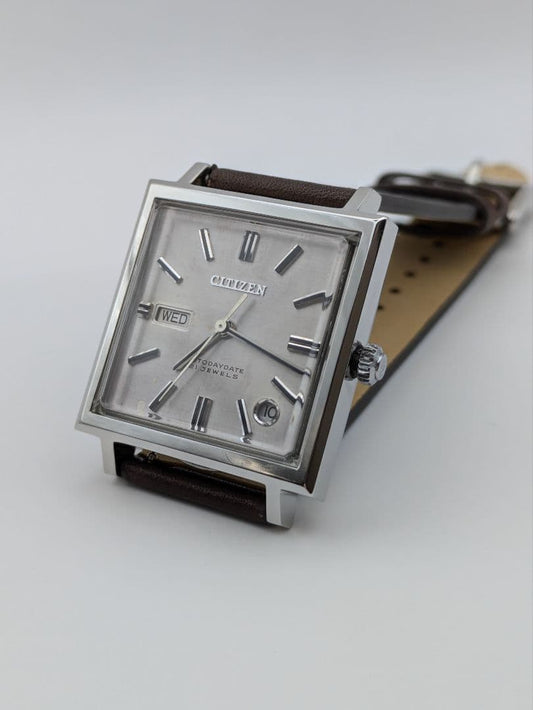 Citizen Automatic Square Case Day-Date Men's Watch — Japanese