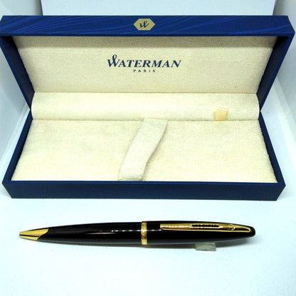 Waterman Karen ballpoint pen with black metal body and gold trim
