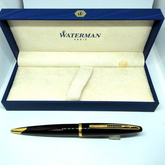 Waterman Karen ballpoint pen with black metal body and gold trim