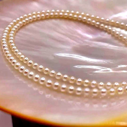 Akoya pearl baby pearl necklace with 3-3.5mm white pearls and S925 clasp, 55cm length