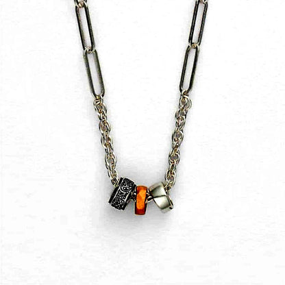 Agete 2025 Limited Edition Silver Necklace Set with three silver, gold, and black plated charms