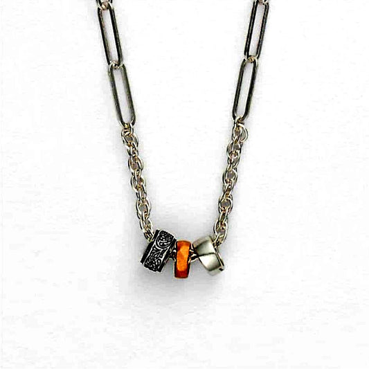 Agete 2025 Limited Edition Silver Necklace Set with three silver, gold, and black plated charms