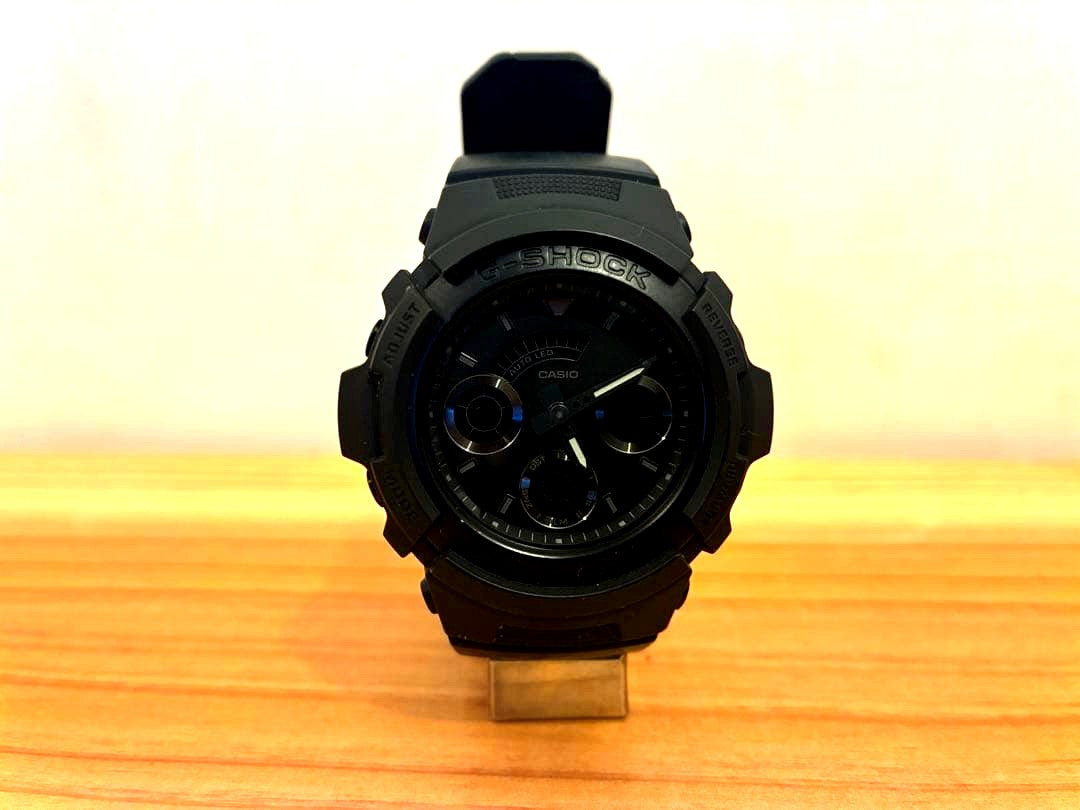 Casio G-Shock AW-591BB hybrid analog digital watch in matte black blackout finish