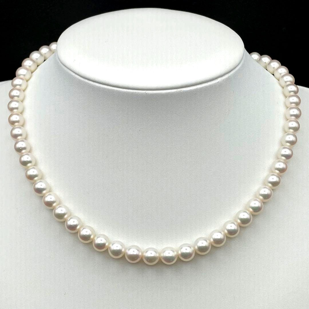 Mikimoto Akoya Pearl Necklace with 6.5mm-7.0mm white pearls and K14 clasp, 38cm length